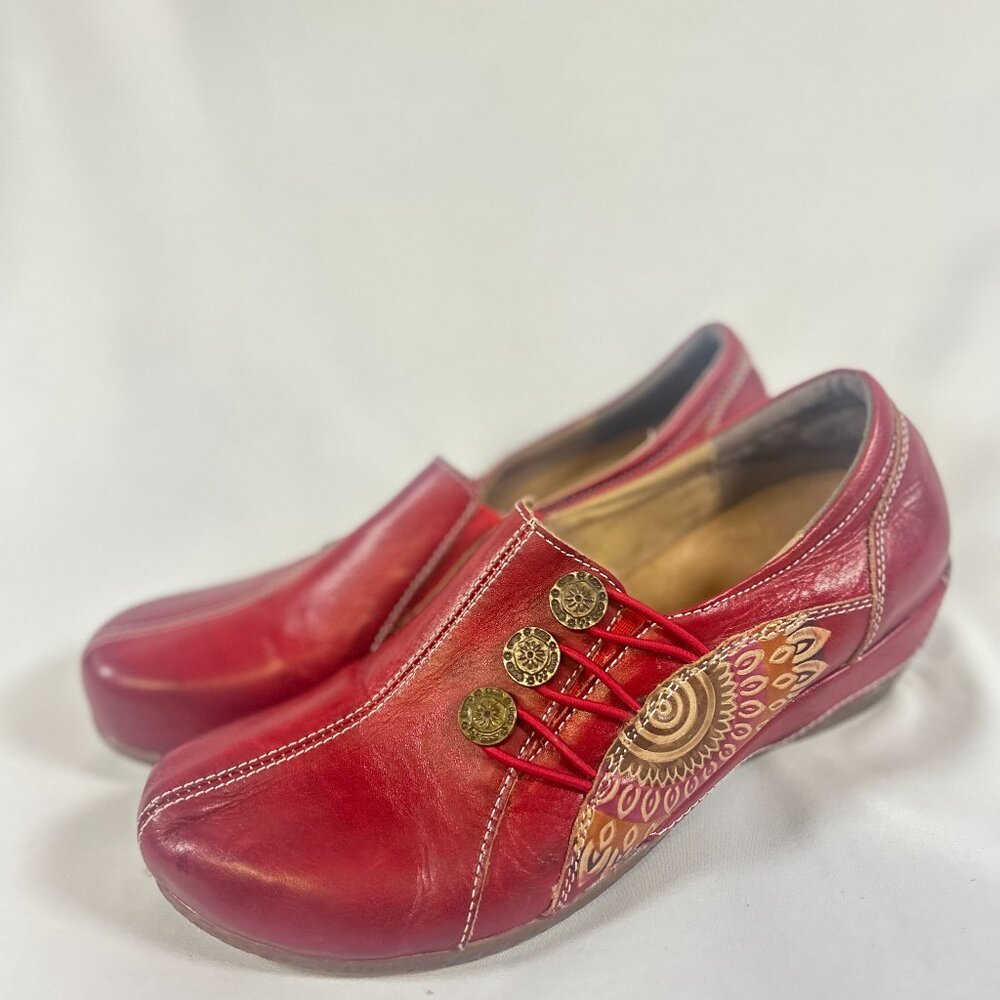 Spring Step l'artiste Agacia deep red leather slip-on womans sz 40